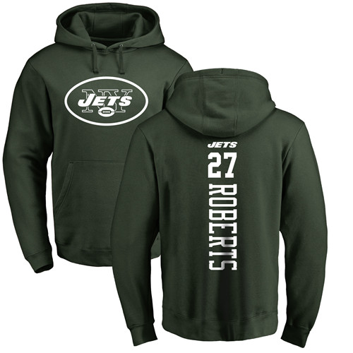 New York Jets Men Green Darryl Roberts Backer NFL Football #27 Pullover Hoodie Sweatshirts
